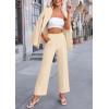 imagePRETTYGARDEN Womens Fall Spring 2 Piece Blazer Outfits Business Casual Oversized Jacket Wide Leg Work Pants Dressy Suit SetBeige