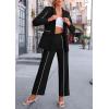 imagePRETTYGARDEN Womens Fall Spring 2 Piece Blazer Outfits Business Casual Oversized Jacket Wide Leg Work Pants Dressy Suit SetBlack