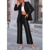imagePRETTYGARDEN Womens Fall Spring 2 Piece Blazer Outfits Business Casual Oversized Jacket Wide Leg Work Pants Dressy Suit SetBlack