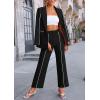 imagePRETTYGARDEN Womens Fall Spring 2 Piece Blazer Outfits Business Casual Oversized Jacket Wide Leg Work Pants Dressy Suit SetBlack
