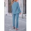 imagePRETTYGARDEN Womens Fall Spring 2 Piece Blazer Outfits Business Casual Oversized Jacket Wide Leg Work Pants Dressy Suit SetBlue