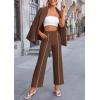 imagePRETTYGARDEN Womens Fall Spring 2 Piece Blazer Outfits Business Casual Oversized Jacket Wide Leg Work Pants Dressy Suit SetCoffee