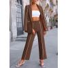 imagePRETTYGARDEN Womens Fall Spring 2 Piece Blazer Outfits Business Casual Oversized Jacket Wide Leg Work Pants Dressy Suit SetCoffee