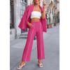 imagePRETTYGARDEN Womens Fall Spring 2 Piece Blazer Outfits Business Casual Oversized Jacket Wide Leg Work Pants Dressy Suit SetRose Red