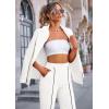 imagePRETTYGARDEN Womens Fall Spring 2 Piece Blazer Outfits Business Casual Oversized Jacket Wide Leg Work Pants Dressy Suit SetWhite