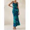 imagePRETTYGARDEN Womens Floral Bodycon Maxi Dress 2025 Summer Beach Sundress Sleeveless Spaghetti Strap Wedding Guest DressGreen Floral