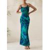 imagePRETTYGARDEN Womens Floral Bodycon Maxi Dress 2025 Summer Beach Sundress Sleeveless Spaghetti Strap Wedding Guest DressGreen Floral