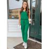 imagePRETTYGARDEN Womens Two Piece Outfit Sets Casual Summer Sleeveless Crewneck Tops and Sweatpants Active Tracksuit Lounge WearGreen