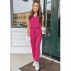imagePRETTYGARDEN Womens Two Piece Outfit Sets Casual Summer Sleeveless Crewneck Tops and Sweatpants Active Tracksuit Lounge WearRose Red