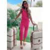imagePRETTYGARDEN Womens Two Piece Outfit Sets Casual Summer Sleeveless Crewneck Tops and Sweatpants Active Tracksuit Lounge WearRose Red