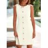 imagePRETTYGARDEN Work Dresses for Women 2025 Spring Business Formal Short Dress Sleeveless Button Down Elegant Office OutfitsApricot