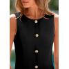 imagePRETTYGARDEN Work Dresses for Women 2025 Spring Business Formal Short Dress Sleeveless Button Down Elegant Office OutfitsBlack