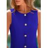 imagePRETTYGARDEN Work Dresses for Women 2025 Spring Business Formal Short Dress Sleeveless Button Down Elegant Office OutfitsBlue
