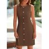 imagePRETTYGARDEN Work Dresses for Women 2025 Spring Business Formal Short Dress Sleeveless Button Down Elegant Office OutfitsBrown