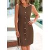 imagePRETTYGARDEN Work Dresses for Women 2025 Spring Business Formal Short Dress Sleeveless Button Down Elegant Office OutfitsBrown