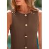 imagePRETTYGARDEN Work Dresses for Women 2025 Spring Business Formal Short Dress Sleeveless Button Down Elegant Office OutfitsBrown
