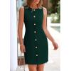 imagePRETTYGARDEN Work Dresses for Women 2025 Spring Business Formal Short Dress Sleeveless Button Down Elegant Office OutfitsGreen