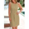 imagePRETTYGARDEN Work Dresses for Women 2025 Spring Business Formal Short Dress Sleeveless Button Down Elegant Office OutfitsKhaki