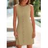 imagePRETTYGARDEN Work Dresses for Women 2025 Spring Business Formal Short Dress Sleeveless Button Down Elegant Office OutfitsKhaki