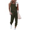 imagePRETTYGARDEN Womens Two Piece Outfit Sets Casual Summer Sleeveless Crewneck Tops and Sweatpants Active Tracksuit Lounge WearArmy Green