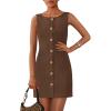 imagePRETTYGARDEN Work Dresses for Women 2025 Spring Business Formal Short Dress Sleeveless Button Down Elegant Office OutfitsBrown