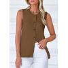 imagePRETTYGARDEN Sweater Vest Women 2025 Spring Summer Casual Lightweight Knit Sleeveless Button Down Tank Tops Trendy ClothesCoffee