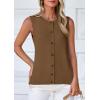 imagePRETTYGARDEN Sweater Vest Women 2025 Spring Summer Casual Lightweight Knit Sleeveless Button Down Tank Tops Trendy ClothesCoffee