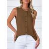 imagePRETTYGARDEN Sweater Vest Women 2025 Spring Summer Casual Lightweight Knit Sleeveless Button Down Tank Tops Trendy ClothesCoffee