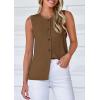 imagePRETTYGARDEN Sweater Vest Women 2025 Spring Summer Casual Lightweight Knit Sleeveless Button Down Tank Tops Trendy ClothesCoffee