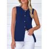 imagePRETTYGARDEN Sweater Vest Women 2025 Spring Summer Casual Lightweight Knit Sleeveless Button Down Tank Tops Trendy ClothesDark Blue