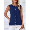 imagePRETTYGARDEN Sweater Vest Women 2025 Spring Summer Casual Lightweight Knit Sleeveless Button Down Tank Tops Trendy ClothesDark Blue