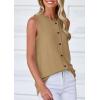 imagePRETTYGARDEN Sweater Vest Women 2025 Spring Summer Casual Lightweight Knit Sleeveless Button Down Tank Tops Trendy ClothesLight Khaki