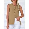 imagePRETTYGARDEN Sweater Vest Women 2025 Spring Summer Casual Lightweight Knit Sleeveless Button Down Tank Tops Trendy ClothesLight Khaki