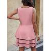 imagePRETTYGARDEN Womens 2025 Summer Sundresses Casual Elegant Sleeveless Flowy Tiered Ruffle A Line Mini Homecoming Party DressPink