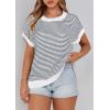 imagePRETTYGARDEN Womens Short Sleeve Sweater Spring Summer 2025 Round Neck Striped Pullover Cap Sleeve Knit Sweater Vest TopsStriped White Navy