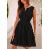 imagePRETTYGARDEN Womens Summer Dresses 2025 Sleeveless V Neck Eyelet Hollow Out Swing A Line Beach Vacation Sun DressBlack