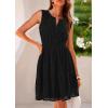 imagePRETTYGARDEN Womens Summer Dresses 2025 Sleeveless V Neck Eyelet Hollow Out Swing A Line Beach Vacation Sun DressBlack