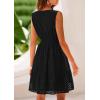 imagePRETTYGARDEN Womens Summer Dresses 2025 Sleeveless V Neck Eyelet Hollow Out Swing A Line Beach Vacation Sun DressBlack