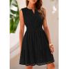 imagePRETTYGARDEN Womens Summer Dresses 2025 Sleeveless V Neck Eyelet Hollow Out Swing A Line Beach Vacation Sun DressBlack