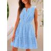 imagePRETTYGARDEN Womens Summer Dresses 2025 Sleeveless V Neck Eyelet Hollow Out Swing A Line Beach Vacation Sun DressLight Blue