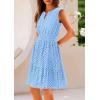 imagePRETTYGARDEN Womens Summer Dresses 2025 Sleeveless V Neck Eyelet Hollow Out Swing A Line Beach Vacation Sun DressLight Blue