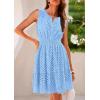 imagePRETTYGARDEN Womens Summer Dresses 2025 Sleeveless V Neck Eyelet Hollow Out Swing A Line Beach Vacation Sun DressLight Blue