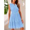 imagePRETTYGARDEN Womens Summer Dresses 2025 Sleeveless V Neck Eyelet Hollow Out Swing A Line Beach Vacation Sun DressLight Blue