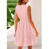 imagePRETTYGARDEN Womens Summer Dresses 2025 Sleeveless V Neck Eyelet Hollow Out Swing A Line Beach Vacation Sun DressPink