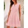 imagePRETTYGARDEN Womens Summer Dresses 2025 Sleeveless V Neck Eyelet Hollow Out Swing A Line Beach Vacation Sun DressPink