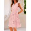 imagePRETTYGARDEN Womens Summer Dresses 2025 Sleeveless V Neck Eyelet Hollow Out Swing A Line Beach Vacation Sun DressPink