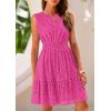 imagePRETTYGARDEN Womens Summer Dresses 2025 Sleeveless V Neck Eyelet Hollow Out Swing A Line Beach Vacation Sun DressRose Red