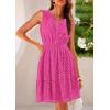 imagePRETTYGARDEN Womens Summer Dresses 2025 Sleeveless V Neck Eyelet Hollow Out Swing A Line Beach Vacation Sun DressRose Red
