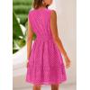 imagePRETTYGARDEN Womens Summer Dresses 2025 Sleeveless V Neck Eyelet Hollow Out Swing A Line Beach Vacation Sun DressRose Red