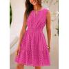 imagePRETTYGARDEN Womens Summer Dresses 2025 Sleeveless V Neck Eyelet Hollow Out Swing A Line Beach Vacation Sun DressRose Red